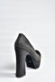 Black Satin Fabric Thick Heeled Women's Evening Dress Shoes M348007904 - 6
