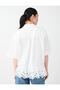 White Lace Detailed Three-Quarter Sleeve Poplin Shirt - 5