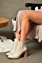 R518101309 Beige Thick Heeled Women's Boots