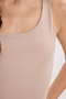 Women's standard fit regular cut sleeveless halter neck beige crop tank top - 8