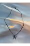 Sparkling Stone Butterfly Silver Color Steel Necklace - 4