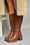 T996224009 women's thick heeled boots in tan - 4