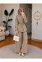 Women's Stone Detailed Sleeveless Loose Linen Shirt and Waist-Tie Pants Stylish Two-Piece Set - 6