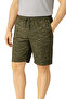 Men's Khaki Melted Two Thread 85% Cotton 15% Polyester Comfortable Fit Casual Printed Bermuda Shorts