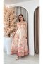 Women's Shoulder Tie Thick Belted Lined Floral Maxi Long Linen Dress - 2