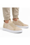 Beige Knitwear Men's Sports Shoes - Breathable, Anti-Sweat, Lace-Up, Comfortable Daily Sneaker Kb 112 - 3