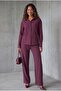 Mürdüm Striped Women's Tencel Shirt Set Mg2695 - 6