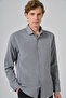 Men's Gray Slim Fit Italian Collar Shirt
