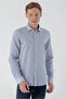 قميص رجالي ذو قصة ضيقة من القطن باللون الأزرق من B.Gabardine - 3