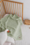 100% Cotton 4-Layer Muslin Coverlet with Stitched Edges, Water Green, 100X100Cm - 4