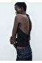 Blouse with Open Back V-Neck - 7