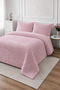 Petek Wellsoft Double Bedspread Set 230X250Cm - Luxury Soft Textured with 2 Pillows - Pink - 2