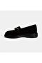 Women's Black Metal Buckle Detailed Suede Loafer - 3