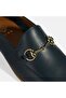 Navy Blue Women's Leather Loafer with Buckle Accessories - 6