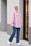 Guipure Tasseled Raw Linen Look Balloon Sleeve Shirt - Powder - 5
