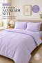 Yarn Dyed Cotton Double Striped Buttoned Duvet Cover Set 200X220 cm King Size Lilac