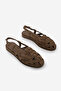 Women's Genuine Leather Striped Back-Strap Casual Sandals Zagolin Camel Suede - 5