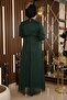 Stone Detailed Glitter Chiffon Evening Dress Emerald 19113 - 5