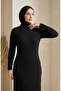 Ruffle Detailed Elastic Sleeves Hijab Dress 0560-04 Black - 3
