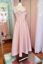 Powder Midi Length Satin Evening and Graduation Dress - 4
