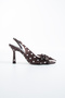Edith Polka Dot Bow Detailed Pointed Toe Slingback Heeled Shoes - 3