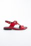 Layana Red Genuine Leather Patent Leather Gold Buckle Women's Sandals - 6