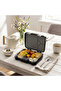 6 & 4 Convertible Bento Lunch Box w/Steel Spoon & Fork Set - Football Black - 2