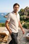 Men's Plus Size Polo Neck Pocket Classic Fit Cream T-Shirt - 5113Bat