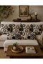 Anthracite and Beige Geometric Round Patterned Punch Embroidery Look Digital Printed Bohemian Style Set of 6 Throw Pillow Covers