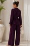 Women's Plum Peplum Detailed Belted Double Suit - 2