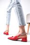 Sophie Red Color Open Back Stone Banded Women's Short Heeled Shoes - 5