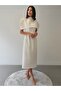 Bolero Detailed High Neck Premium White Midi Dress - 4
