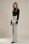 Women's High Waist Wide-Leg Fabric Pants - Wide Leg with Front Seam Detail - 6