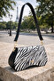 White Gold Buckled Zebra Patterned Women's Shoulder Bag |   White Mt1606 - 6
