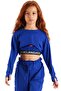 Embroidered Crop Long Sleeve Girl's Combed Cotton Sweatshirt