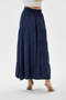 Navy Blue Italian Elastic Waist Long Viscose Skirt Size 38 - 42 - 5
