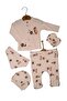 HONEY BEAR PATTERNED 5-PIECE BABY GIRL ZIBIN SET HOSPITAL RELEASE - 4