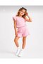 Girl's Stone Detailed Corduroy Shorts Set Black-Pink-Cream Two-Piece Summer Combination Cotton - 2