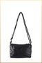 Women's Washed Leather Multi-Compartment Shoulder Bag - Black - 3