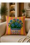 Colorful Striped and Floral Patterned 4 Cushion Covers (43X43 cm) and 1 Runner (40X140 cm) Decorative Living Room Set - 5