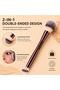12Pcs Double Ended Makeup Brush Set with 2 Beauty Sponges, Dark Burgundy Handles - 3