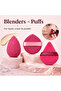 15Pcs Makeup Brush Tool Set with Beauty Sponges, Powder Puffs, Silicone Brush Cleaners, Wine Red - 4