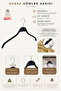 Wooden 8061-Ç Clothes, Blouses, Shirts Hanger Black Color 6 Pieces
