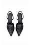 Desira Black Women's Heeled Lace Detail Wrinkled Leather Heeled Shoes
