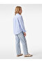 Bow Detailed Long Sleeve Oversized Striped Shirt - 3