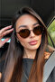 Leopard Frame Brown Glass Oval Women's Sunglasses Ae9901c4 - 2