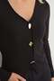 V-Neck Blouse with Metal Accessories - 6