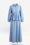 Shirt Collar Waist-Tied Peplum Long Skirt Set - 6