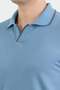 Striped Waffle Fabric Polo Neck T-Shirt - 5