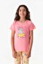 Cat Printed Crew Neck Girl's Pajamas Set - 4